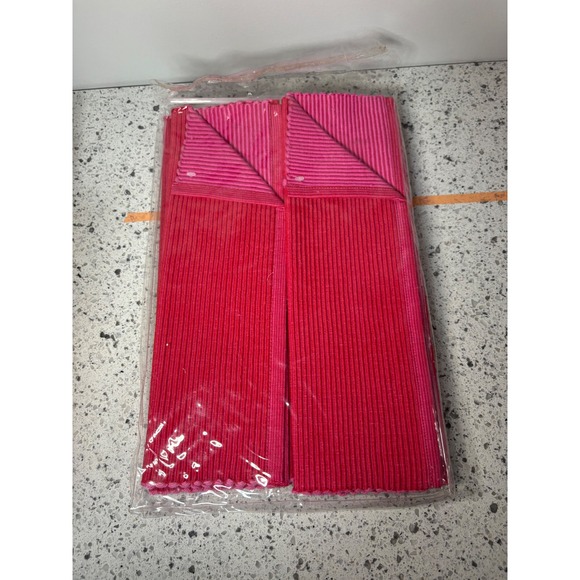 Home Essentials Red pink Ribbed Placemat Napkin Set 4 Pc Dining Table Decor‎ - Picture 2 of 2